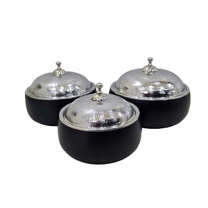 ชุดหม้อสแตนเลสเคลือบผงสีดำ3ชิ้นหม้อร้อนสำหรับเก็บอาหารสไตล์หรูหรา - Product Image 1