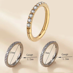 Piercing Argola de Nariz em Titânio G23 com Zircônia Cúbica 16G 18G 20G Articulado para Septo, Segmento, Orelha, Tragus, Cartilagem, Daith, Lábio, Joia Corporal - Product Image 2