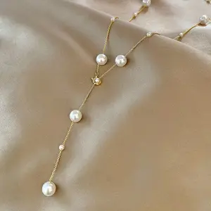 14k Gold Plated Stainless Steel Jewelry Wholesale Fine Jewelry Necklaces Europe America Pearl Necklace