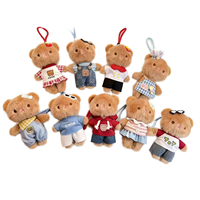 Porte-clés en peluche ours de dessin animé de 4 pouces, en coton PP, pendentif rembourré unisexe, jouet en peluche pas cher, cadeau, vente en gros