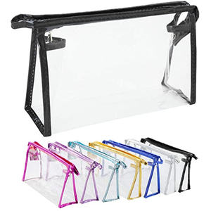 Custom Logo Transparent Plastic Makeup <b>Bags</b> Clutch Waterproof <b>Make</b> <b>up</b> <b>Bag</b> Pvc Travel Cosmetic With Zipper - Product Image 1