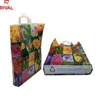 Sacs de courses en plastique recyclables RIVAL avec logo personnalisé imprimé, en PEHD/PEBD, à soufflet de fond, portables, avec poignée à boucle pour supermarché