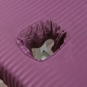 Drap-housse de <span class=keywords><strong>table</strong></span> de massage à rayures blanches, 1 pièce, couverture complète élastique, traitement de massage, couverture cosmétique de lit SPA avec trou <span class=keywords><strong>pour</strong></span> le visage - Product Image 4