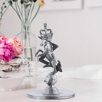 Figurine de cheval éclair en métal argenté satiné sur mesure de qualité supérieure, ornement de bureau, sculpture animale en alliage d'étain moulé