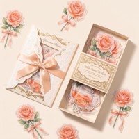 Autocollants 3D en papier Washi esthétiques personnalisés, motif pêche blanche et rose, pour scrapbooking, avec encre cristalline, pack d'autocollants pour album.
