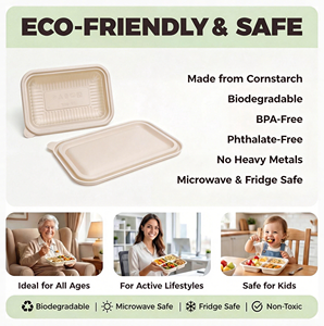 Scatole Premium per Hamburger in Amido di Mais, Contenitori Alimentari Biodegradabili a Prova di Perdite con Coperchio, Logo Personalizzato - Product Image 3