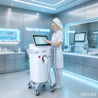 Machine d'épilation au laser à diode à triple longueur d'onde 755nm 808nm 1064nm, refroidissement ICE indolore pour tous les types de peau, brosse de nettoyage du visage