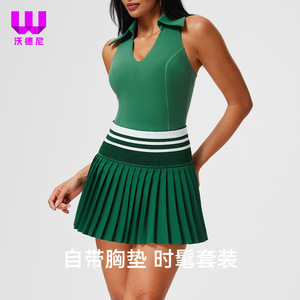 Traje de tenis de dos piezas de ocio al aire libre de verano para mujer, chaleco de Yoga para correr, Falda corta, traje deportivo para exteriores - Product Image 5