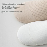 Chaussettes sans couture Fengmei en dentelle pour femme, à rayures verticales, en coton pur, absorbantes, couleur unie, sans coutures