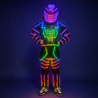 Costume de robot LED noir clouté pour adulte avec éclairage télécommandé pour spectacles sur scène et soirées en boîte de nuit - Nouveautés