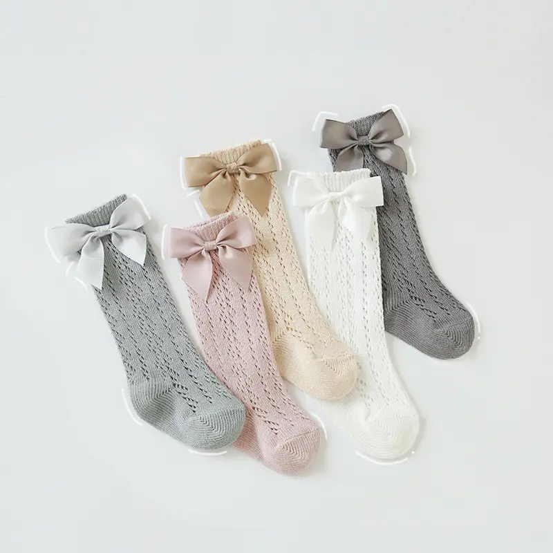 Wholesale Princess Summer Kawaii Bow Thin Mesh Tube Socks Breathable Soft Cotton Spanish Baby Kids Socks