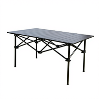 Table pliante en fer avec pieds réglables, plateau épaissi, antidérapante, facile à nettoyer, légère, sac de transport inclus, idéale pour la salle de sport, la plage, le camping, les pique-niques