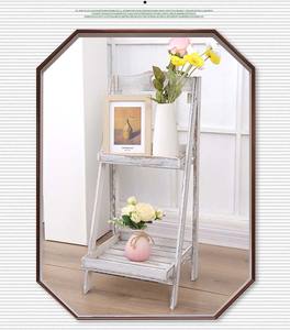 Moderno Soporte <span class=keywords><strong>de</strong></span> Plantas Plegable <span class=keywords><strong>de</strong></span> Dos Niveles, <span class=keywords><strong>de</strong></span> <span class=keywords><strong>Madera</strong></span> Maciza Blanqueada, Independiente, para Interiores, Estante Decorativo <span class=keywords><strong>de</strong></span> Exhibición <span class=keywords><strong>de</strong></span> <span class=keywords><strong>Madera</strong></span> - Product Image 4