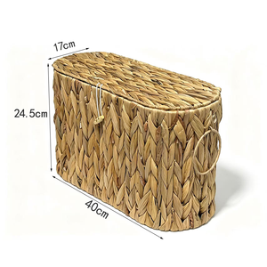 Panier de rangement pour <span class=keywords><strong>papier</strong></span> toilette, porte-<span class=keywords><strong>papier</strong></span> toilette fin en jacinthe d'eau avec couvercle - Organisateur de salle de bain pour la maison - Product Image 6