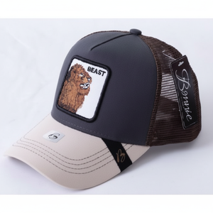Cappello Trucker con Ricamo Leone Bestiale, Pannello in Rete Regolabile, Unisex, Casual, Primavera-Estate, per Adulti - Product Image 1