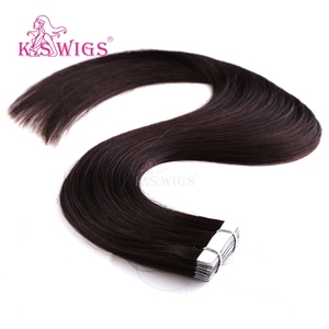Extensions de cheveux à bandes adhésives 100 % cheveux Remy chinois, cuticules alignées, double épaisseur, sans perte, couleur foncée, cheveux raides naturels. - Product Image 5