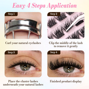 Wholesale 3 -Row Strong Hold Glue Free <strong>False</strong> <strong>Eyelashes</strong> 10-14mm D Curl 3D <strong>Effect</strong> No Glue Needed Self-Adhesive Lash Extension - Product Image 5