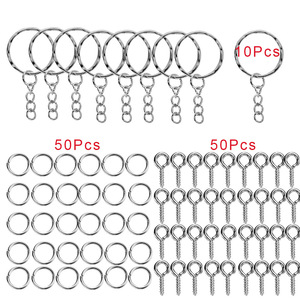 Kit de matériaux pour anneaux d'ouverture de porte-clés, 10 maillons de chaîne, 50 vis à œillet, 50 pièces pour la fabrication de bracelets, accessoires de bijouterie - Product Image 1
