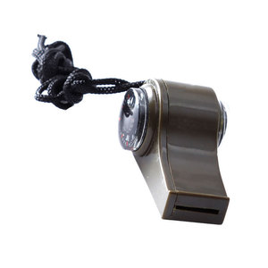 3 In 1 Outdoor Sos Whistle With Compass Thermometer Compact Portable Emergency Survival Gear Gray Abs Material - Product Image 1