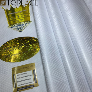 Tissu de Dentelle <span class=keywords><strong>Bazin</strong></span> 100 % Coton, 5 Mètres, Haute Qualité, Couleur Blanche, pour <span class=keywords><strong>Robe</strong></span> de Mariage ou de Soirée Nigériane - Product Image 4