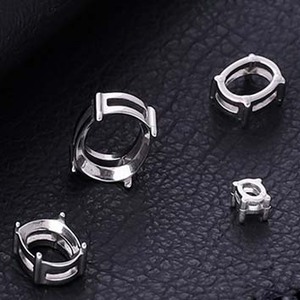 Base creuse ovale en acier inoxydable avec sertissage à griffes pour collier DIY, incrustation de zircon, pendentif, accessoires de bijouterie faits à la main - Product Image 5