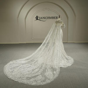 Robes de mariée de luxe GT26050 en cristal, à manches longues, avec appliques modernes, robes de bal ornées de strass et de perles, robes de soirée ajustées - Product Image 2