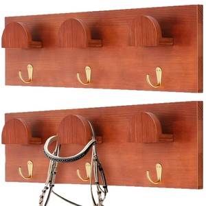 Support mural en bois massif pour selle et rênes, multi-usages, pour équipement équestre - Product Image 1