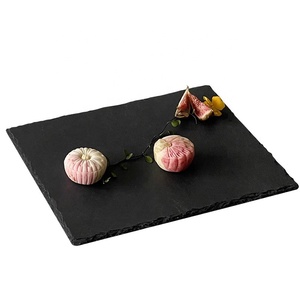 Assiette carrée <span class=keywords><strong>rectangulaire</strong></span> en pierre de lave créative, <span class=keywords><strong>plateau</strong></span> de service à sushi BBQ, <span class=keywords><strong>plateau</strong></span> plat noir en ardoise pour dîner - Product Image 6