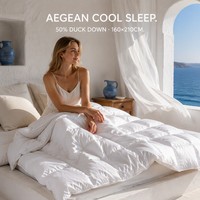 Couette matelassée légère d'été Xueruisha 50% duvet de canard blanc, rafraîchissante, respirante, écologique, en coton anti-déchirure, matelassage en boîte