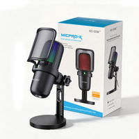 Microfono a Condensatore da Studio con Cavo per Registrazione, Trasmissioni, YouTube, Live Stream e Gaming con RGB e USB