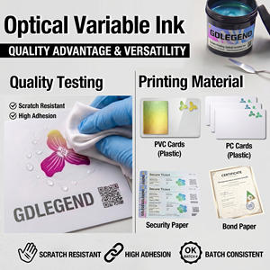 Tinta variable óptica de serigrafía directa de fábrica GDLEGEND <span class=keywords><strong>para</strong></span> documento antifalso F14 verde hierba a azul OVIInk con muestra - Product Image 6