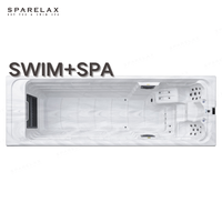 Bain à remous de luxe pour piscine personnalisable, bain à remous extérieur autoportant SWIM+SPA avec pompe à eau à haut débit et 28 jets