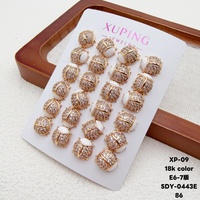 Perhiasan XUPING Lapis Emas 18K Set Anting Stud Enamel Gaya Campuran Motif Bunga Hati Kartun Lucu untuk Pesta Anak Grosir