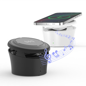 Factory Direct Black 2-in-1 Magnetic Cell Phone Holder Wireless Charger <b>Bluetooth</b> <b>Speaker</b> Smart Portable USB Qi Certified Office - Product Image 6