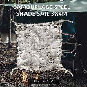 <span class=keywords><strong>Voile</strong></span> <span class=keywords><strong>d</strong></span>'<span class=keywords><strong>ombrage</strong></span> <span class=keywords><strong>rectangulaire</strong></span> en toile Oxford et polyester enduit anti-UV, renforcée en acier, 3x4 mètres, camouflage - Product Image 2