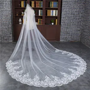 Lunghezza personalizzabile nuova sposa velo da sposa velo ivoiry bianco 4 metri velo da sposa cattedrale di pizzo