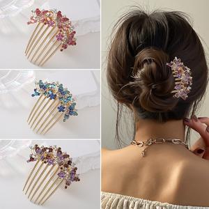 <span class=keywords><strong>Pas</strong></span> <span class=keywords><strong>cher</strong></span> prix cinq dents femmes épingle à cheveux plein <span class=keywords><strong>diamant</strong></span> alliage peigne à cheveux coloré strass papillon épingle à cheveux <span class=keywords><strong>pour</strong></span> les filles - Product Image 2