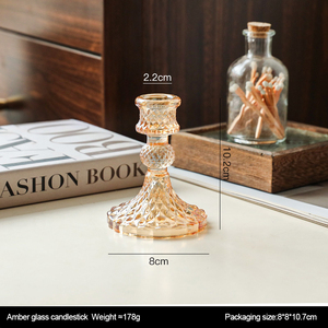 长而厚的玻璃烛台支架优雅的烛台支架，用于餐桌中心装饰 - Product Image 6