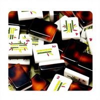 Tuiles de Mahjong Américaines Marron Écaille de Tortue Ambre, Jeu de Mahjong Portable à 2 Couches pour l'Extérieur et le Divertissement