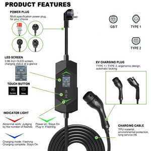 Cargador Portátil para Vehículos Eléctricos, Precio de Fábrica, 32A 7kW, Cargadores Móviles para Autos Tipo 2, Cargador Portátil para Autos Eléctricos - Product Image 2