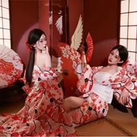 Robes kimono pour femmes, robes traditionnelles japonaises Geisha Yukata, ensemble de costume avec éventail et sac à main, carnaval, cosplay