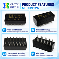 Transformateur Ethernet DIP4801-PG 100/1000BASE-T double port, rapport 1CT:1CT, Hipot 1500VAC pour conceptions de circuits imprimés d'interfaces réseau
