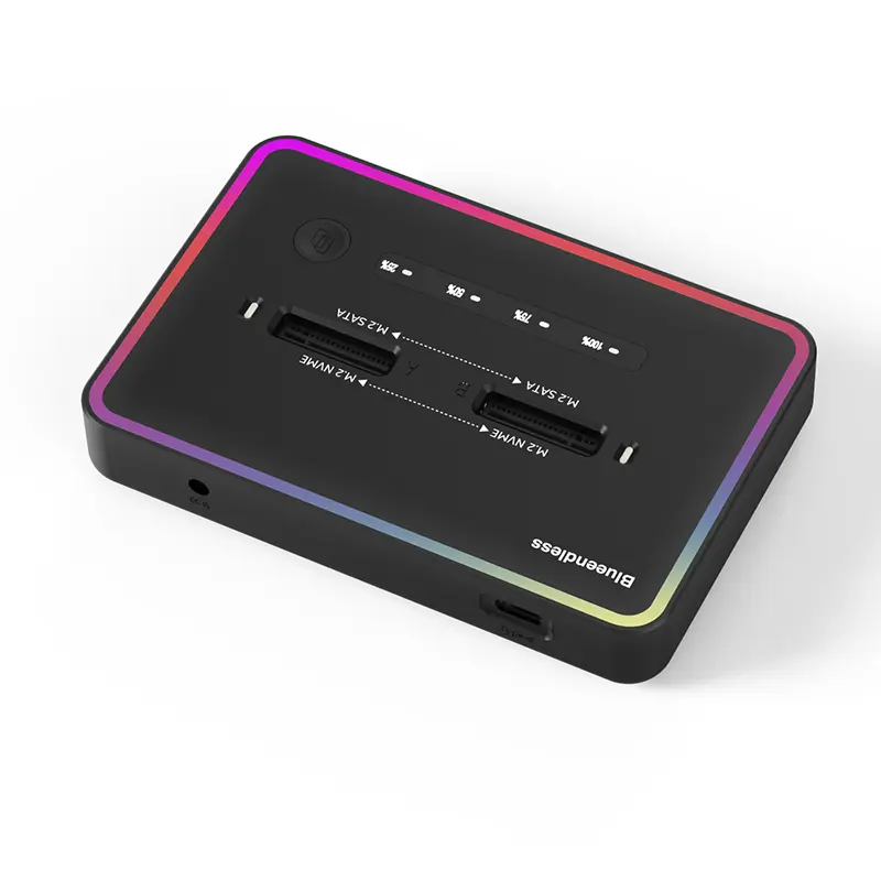 Plastica rgb m.2 ssd sata m.2ngff ssd duplicatore 5gbps portatile m.2 ssd custodia per disco rigido