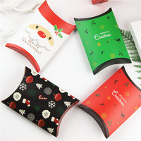 Boîtes cadeaux de Noël en forme d'oreiller, design Père Noël et rennes, boîtes en papier pour biscuits, nougats, bonbons, pâtisseries, emballages de fêtes