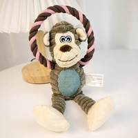 Jouet interactif en peluche couineur pour chien - Jouet à mâcher en corde Lion/Singe/Eléphant pour chiens de taille moyenne et grande