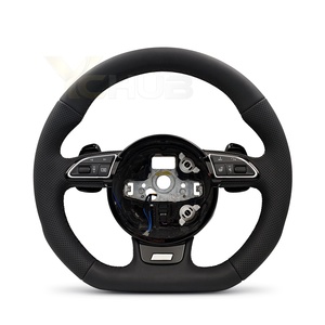 Volante de Cuero Completo con Botón de Calefacción para <span class=keywords><strong>Audi</strong></span> A3 A4 A5 A6 C6 C7 C8 S3 <span class=keywords><strong>S4</strong></span> S5 S6 B7 B7.5 B8 B9 Q5 Q7 RS3 RS4 RS5 RS6 - Product Image 1