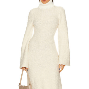 Fabricación de moda invierno cuello tortuga señora Bodycon Midi vestido Australia vestido de punto Mujer ropa de punto manga larga sólido Dre - Product Image 6