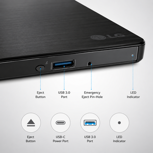Unidad de <span class=keywords><strong>Blu</strong></span>-<span class=keywords><strong>ray</strong></span> DVD Externa <span class=keywords><strong>LG</strong></span>, USB-C, USB 3.0, Grabadora de BD-RE, DVD-RW, CD-RW, Delgada y Portátil para Mac, Windows, Laptop, Computadora de Escritorio - Product Image 2