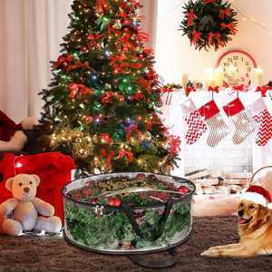 זר שקית אחסון זר עמיד תיבות אחסון עם ידית חג המולד זר מיכל אחסון עם רוכסן כפול - Product Image 5