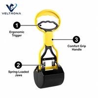 Ramasse-crottes pour chien à ressort ergonomique, poignée à gâchette, jaune et noir, en plastique, pour nettoyage des déchets d'animaux en extérieur, 5 couleurs